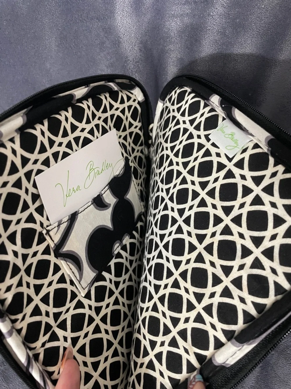 Vera Bradley Black & White Geometric Quilted Tablet Zip Pouch